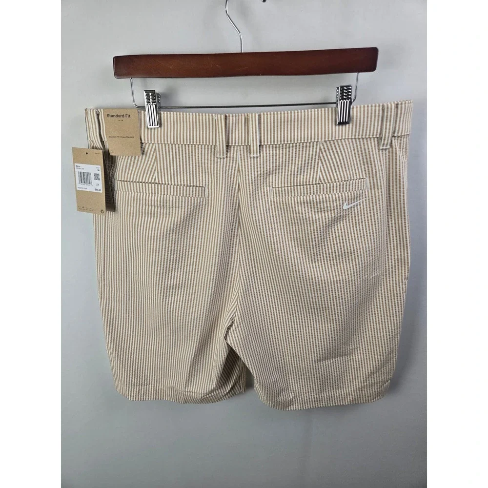 Nike Golf Seersucker Shorts Mens 36 Tan White FQ2091-200 New with Tags Striped